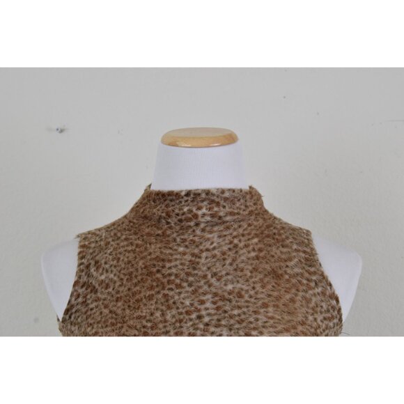Vintage 80s Animal Print Polyester/Acrylic Mockneck Crop Tank size S - Picture 4 of 9